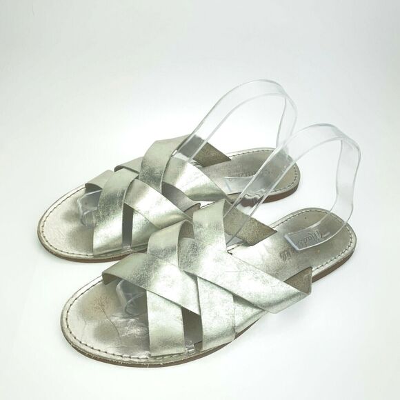 Madewell The Boardwalk Woven Slide on Sandal Metallic Silver L1167 Womens US 10 - Picture 4 of 9